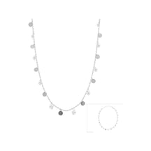 Zirkon Taşlı Gümüş Rengi Kaplamalı Sallantılı Pullu Taşlı Gümüş Kolye Gold - Rose Gold - Gümüş