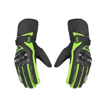 Pazly Kışlık Siyah Motosiklet Eldivenleri, Su Geçirmez, Isıtmalı, Reflektif Şeritli 2 Adet