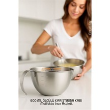 Zenvac Inox Çelik Profesyonel Ölçülü Arıştırma Kabı -600 Ml Sos & Hazırlık Şefi Serisi Zenvac29 Renkli