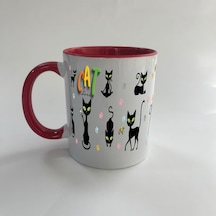 Cat Love Baskılı Kırmızı Mega Kupa