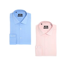 Pıngömlek Kensıngton Vesta Ikili Set14 Cepsiz Mavi Erkek Gömlek Açık Pembe