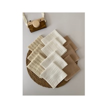 10'lu Müslin Bebek Ağız Mendili %100 Pamuk Camel Çizgili 25x25 Cm Camel-ekru-camel Çizgili Camel-ekru-camel Çizgili