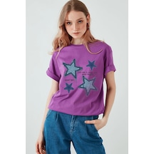 Uyguntarz Unisex Eternal Light Baskılı Tasarım Tshirt Mor