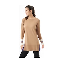 Mizalle Kol Renkli Rayon Triko Camel Tunik Camel