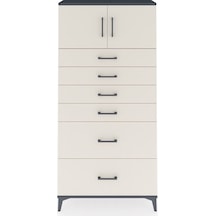 Arges Dolap Tek Raflı 6 Çekmeceli 2 Kapaklı 88x30x182 Antrasi... Antrasit