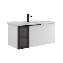 Orka Pure 100 Cm Mat Beyaz Banyo Dolabı Alt Modül Ve Lavabo Navaro/antrasit