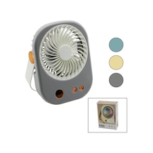 Işıklı Mini Fan Masa Üstü Usb Şarjlı 2in1 Kulp Taşıma - Duruş 3 Kademe Hız 15.5x12cm Bjj-565
