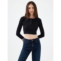 LOFT Fitted Kadın Tshirt U.kol Lf2040790 Q1.v1 Siyah