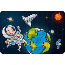 Astronot ve Dünya 108 Parça Ahşap Çocuk Puzzle Yapboz
