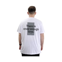 Mode Xl Büyük Beden Baskılı Erkek T-shirt Bisiklet Yaka Tıme U24036 Beyaz Beyaz