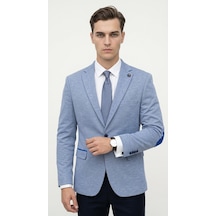 Plus Scorpion Erkek Slim Fit Ceket Kol Yamalı Çift Yırtmaç Mikro Desenli Blazer Indigo Plus Scorpion Erkek Slim Fit Ceket Kol Yamalı Çift Yırtmaç Mikro Desenli Blazer Indigo
