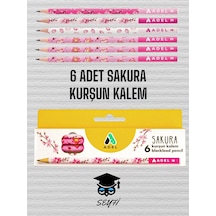 6 Adet Sakura Kurşun Kalem Çok Renkli