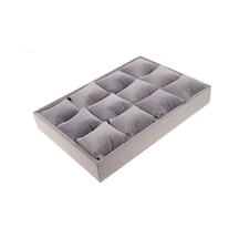 Yerli Üretim Tokyo Model Süet Kumaş Gri 34/24 Cm Yastıklı Çekmece Içi Yastıklı Saat Ve Takı Kutusu Çok Renkli