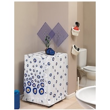 Mavi Nazar Boncuklu Çamaşır Makinesi Örtüsü 60x60x90 Cm Banyo Düz