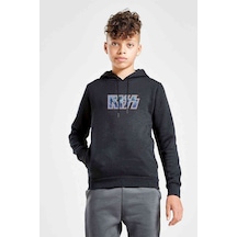 Tshirthane The Rock Logo 3 Baskılı Unisex Çocuk Kapüşonlu Siyah Sweatshirt