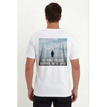Barlashive Erkek T-shirt Penguen Baskılı Bisiklet Yaka Kısa Kol Yazlık Tişört - Beyaz Çok Renkli
