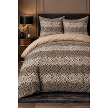More Home Tek Kişilik Nevresim Takımı Lastikli Çarşaf Leopar Bej