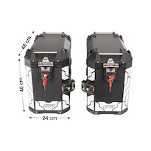 Gp Kompozit Universal 40 Lt X 2 Alüminyum Motosiklet Yan Çanta Seti Siyah Çok Renkli