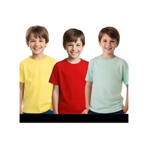 Fyk Kids Unisex 3 Lü Çocuk Düz Basic Kısa Kollu T-shirt Çok Renkli