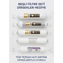 Alkalix 5'li Su Arıtma Filtre Seti Universal - Tüm Tezgah Altı Cihazlarla Uyumlu - Bağlantı Dirsekleri  Membran Dahil -