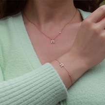 Şans Nalı Figürlü Zirkon Taşlı Mine İşli Rose Gold Kaplama Gümüş Takım Gümüş
