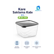 4 Litre Kapaklı Kare Saklama Kabı İstiflenebilir Bpa İçermez Şeffaf Siyah