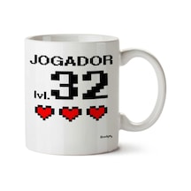 Jogador Lvl 32 Preta İki Tarafı Baskılı Kupa Bardak Çok Renkli