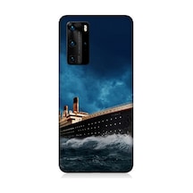 Huawei P40 Pro Uyumlu Fırtınalı Gemi Desenli Silikon Kılıf