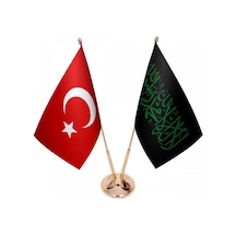 Masa Üstü Siyah Kelimei Tevhid Bayrağı Türk Bayrağı İkili Pirinç