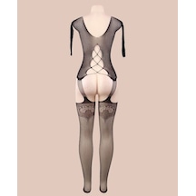 Intive Lingerie Calia Jartiyerli Önü Zigzag Transparan Vintage Desenli Özel Bölge Siyah