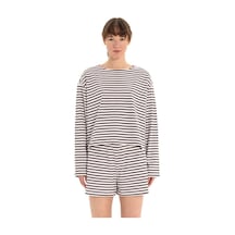 Inguz - Stripe Pamuk T-shirt Beyaz - Siyah