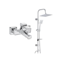 Eca Caro Banyo Bataryası + T-May Banyo Çam Kare Tepe Duş Takımı Seti Krom