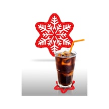 Kartanesi -3 Desenli Kırmızı Keçe Bardak Altlığı 6'lı Takım Kırmızı