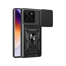 Xiaomi 14t Pro Kılıf Sürgülü Kamera Koruyucu Manyetik Standlı Tank Koruma Pazarplus Siyah