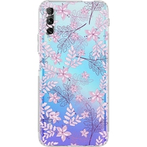 Huawei Psmart Prouyumlu Kamera Korumalı Floral Pudra Tasarımlı Şeffaf Silikon Kılıf