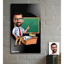 Kişiye Özel Bay Öğretmen Karikatür Ahşap Tablo - 1
