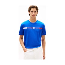 Tommy Hilfiger Brand Love Strıpe Tee - Logo Baskılı T-shırt Blue