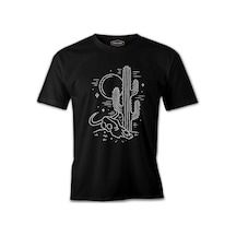 Çölde Kaktüs Siyah Erkek Tshirt