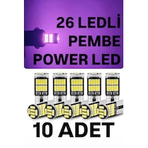 T10 Led 26 Ledli 10 Adet W5w Metal Ultra Power Pembe Park Plaka Tavan Ampulü