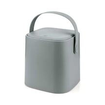 Tutma Saplı İç Kovalı Tezgah Üstü Mutfak Çöp Kovası, 4 Litre, Kilitli Kapak, Click Kapak, 20x20 Gri
