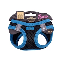 Doggie Havalı Dokuma Neon Serisi Küçük Irk Göğüs Tasması Mavi 3XS Mavi