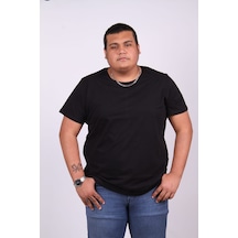 Ekis Collection Büyük Beden Sıfır Yaka T-Şhirt Siyah