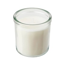 Ikea Adlad Cam Kaplı Kokulu Mum 8 X 8,5 Cm Ağaçsı Beyaz