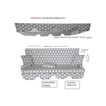 Süngersiz Tenteli Salıncak Kumaş Seti 3 Kişilik Süngersiz 164x47 Cm Alaçatı Model Siyah - Beyaz