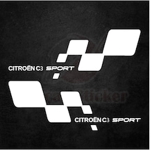 Citroen C3 İçin Uyumlu Aksesuar Kapı Altı Oto Sticker Beyaz Sağ/sol 2 Parça 40 15 Cm