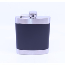 Siyah - Krom Cep Matarası-flask 7 Oz