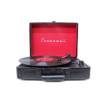 Cr Serisi Şarjlı Taşınabilir Çantalı Pikap - Bluetooth Bağlantılı, Dahili Hoparlörlü, 3 Devirli 33/45/78 , Vintage Tasarım Plak Çalar - Siyah Timsah Derisi Desenli Siyah