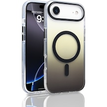 More Tr Apple Uyumlu iPhone 17 Air Kılıf M-safe Şarj Özellikli Transparan Renk Geçişli Mtr Toros Kapak - Siyah
