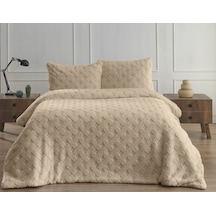 Merinos Dıamond 3 Parça Pietra Kürk Comforter Set Koyu Bej K.bej