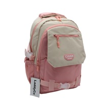 Çok Bölmeli Modern Okul Sırt Çantası Unisex Okul Çantası 26011 Pudra Pembe